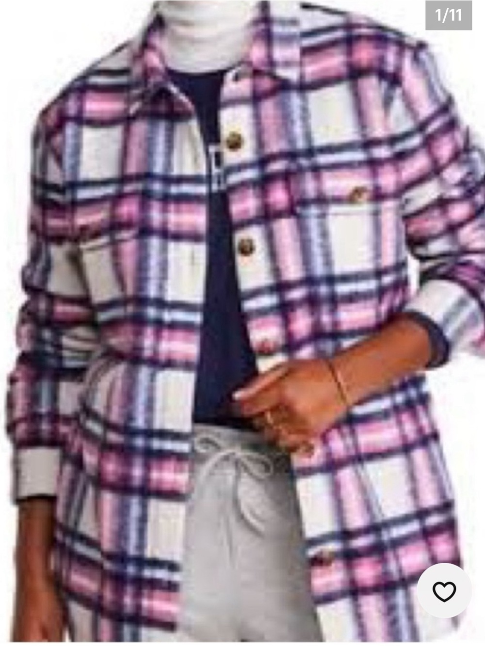 Vineyard Vines Pink, Navy & White Plaid Button-Front Shirt Jacket